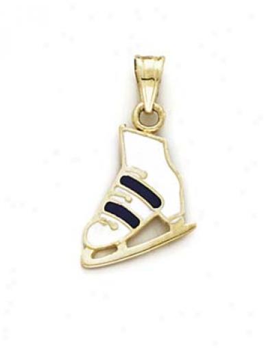 14k Enamel Ice Skate Pendant