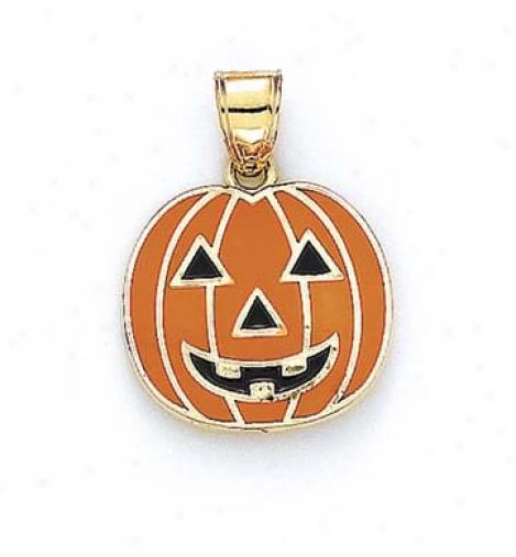 14k Enamel Jack-o-lantern Pendant