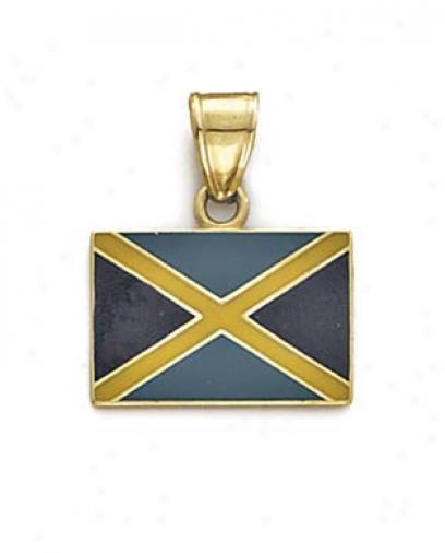 14k Enamel Jamaica Flag Pendant