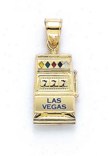 14k Enamel Las Vegas Slot Machine Pendant