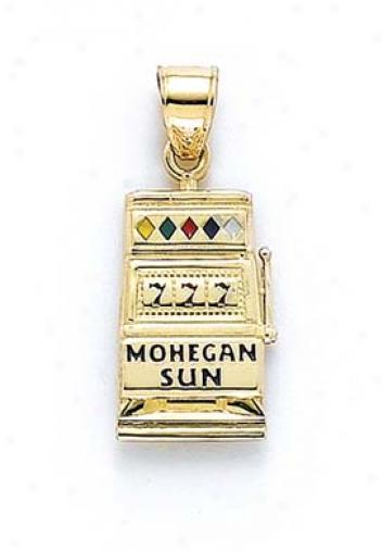 14k Enamel Mohegan Sun Slot Machine Pendant