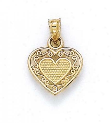 14k Filigree Heart Pendant