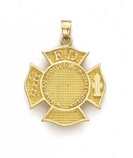 14k Fireman Shield Pendant