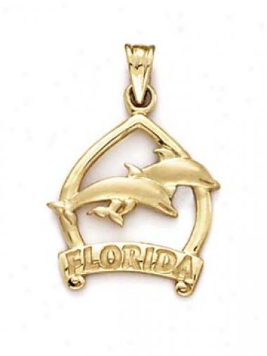 14k Florida 2 Dolphins Pendant