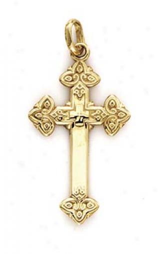 14k Gothic Style Cross Pendant