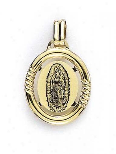 14k Guadalupe Laser Medallion Pendant