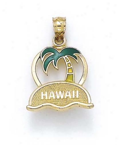 14k Hawaii Palm Tree Pendant