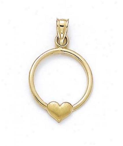 14k Heart In Circle Pendant