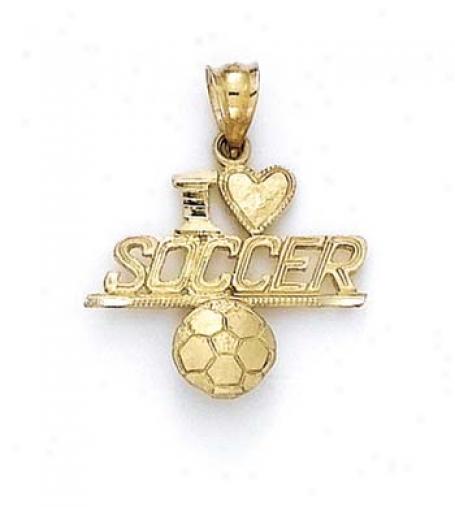 14k I Heart Soccer Pendant