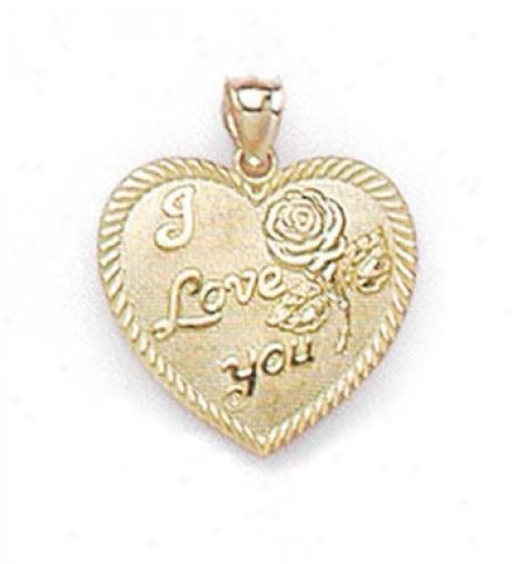 14k I Love You Rose Pendant