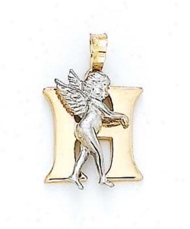 14k Initial H Upon Angel Pendant 3/4 Inch A ~ time