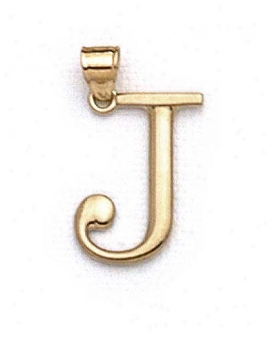 14k Initial J Pendant 1 3/8 Inch Long