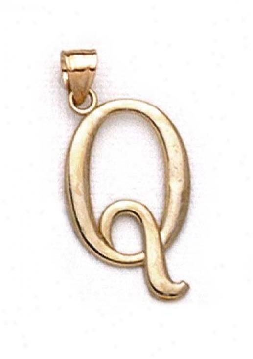 14k Initial Q Pendqnt 1 3/8 Inch Long