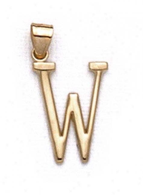 14k Initial W Pendant 1 3/8 Inch Long