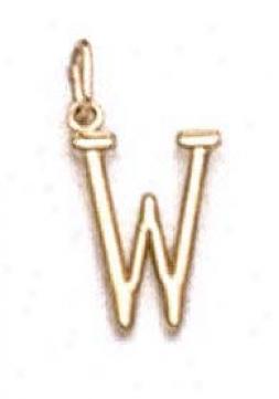 14k Initial W Pendant 11/16 Inch Long