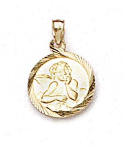 14k Large Angel Medallion Pendant
