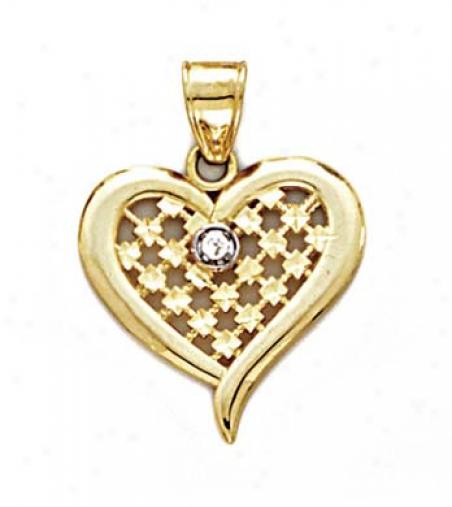 14k Large Heart Diamond Pendant