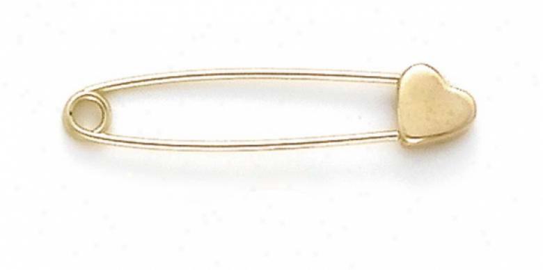 14k Large Heart Safety Pin