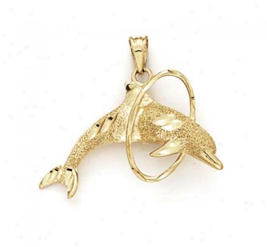 14k Large Laser Dolphin Hooop Ear-ring