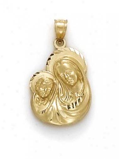 14k Large Mary And Child Pendant