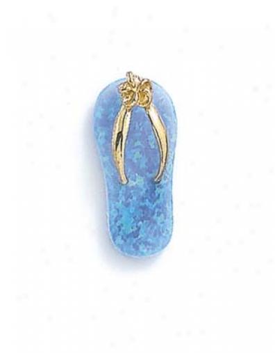 14k Light Blue Opal Flip-flop Pendant