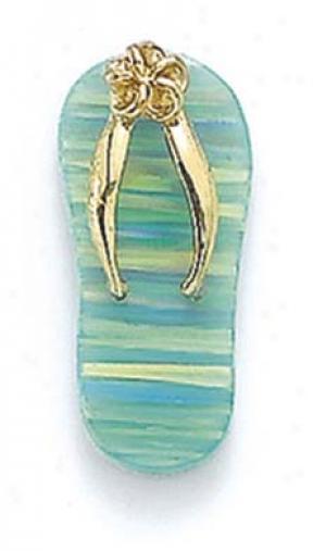 14k Light Green Opal Flip-flop Pendant