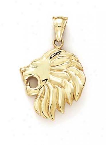14k Lion Head Pendant