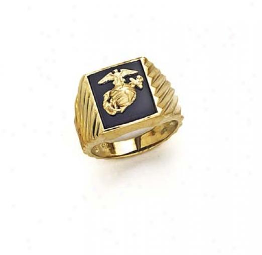 14k Marine Corps Emblem Mens Ring