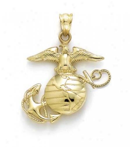 14k Medium Polished Marine Corps EmblemP endant