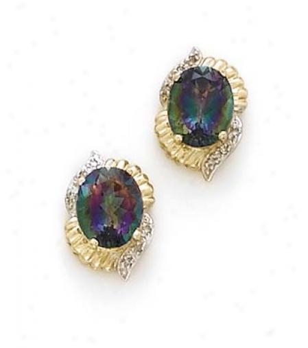 14k Mystic oTpaz Diamonds Earrings