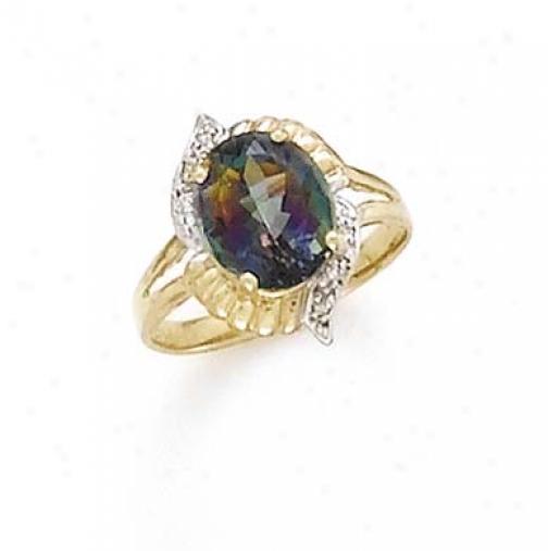 14k Mystic Topaz Diamonds Ring