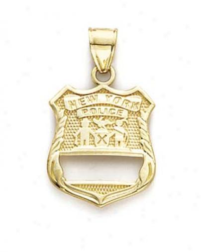 14k Ny Police Badge Pendant