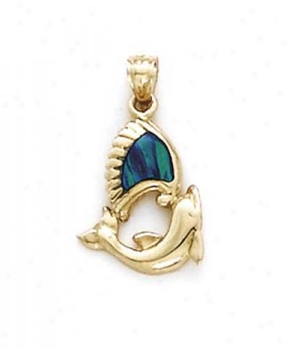 14k Opal Dolphin Pendant