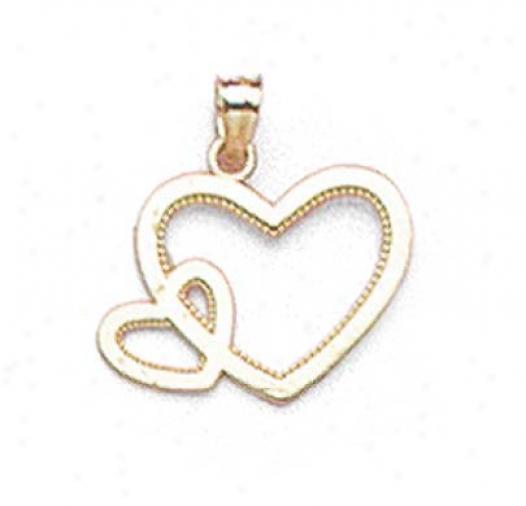 14k Outline Hearts Pennant