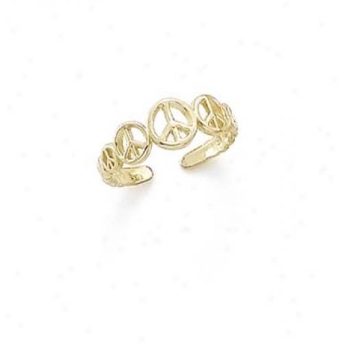 14k Peace Signs Toe Ring