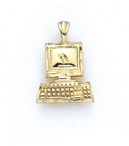 14k Polish Computer Pendant