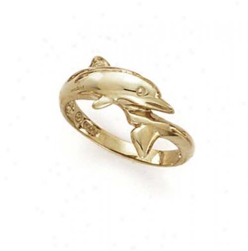 14k Polished Dolphin Rong
