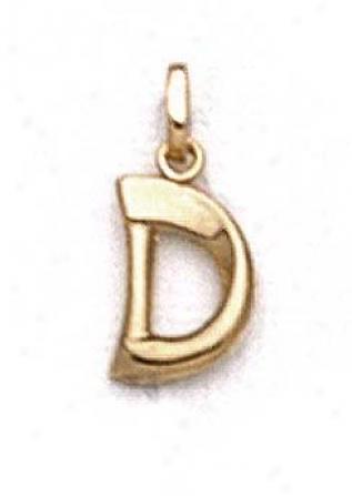 14k Polished Initial D Pendant 11/16 Inch Long