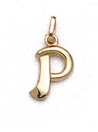14k Polished Initial P Pendant 11/16 Inch Long