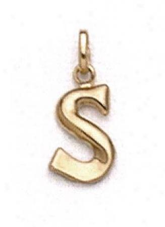 14k Polished Initial S Pendant 11/16 Inch Long