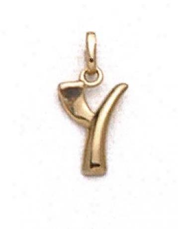 14k Polished Initial Y Pendant 11/16 Inch Long