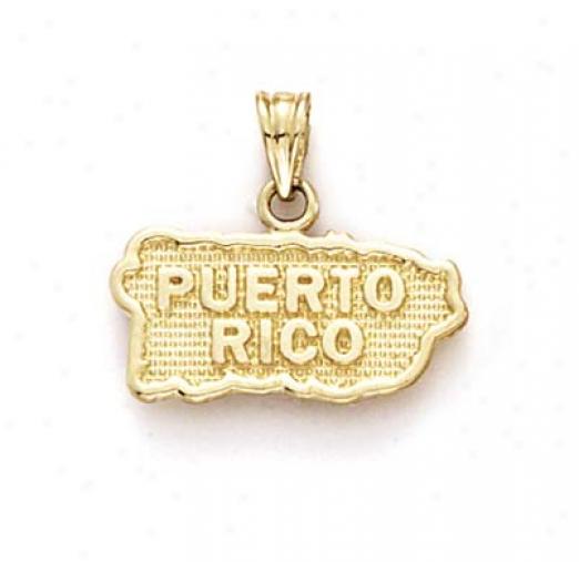 14k Puerto Rico Map Pendant