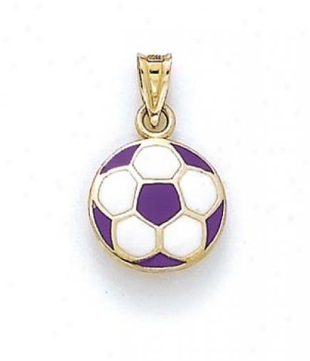 14k Purple Enamel Soccer Ball Pendant