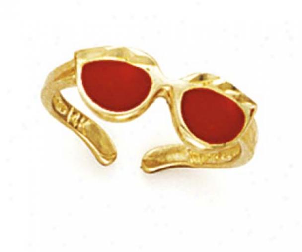 14k Red Enamel Sunglasses Toe Ring