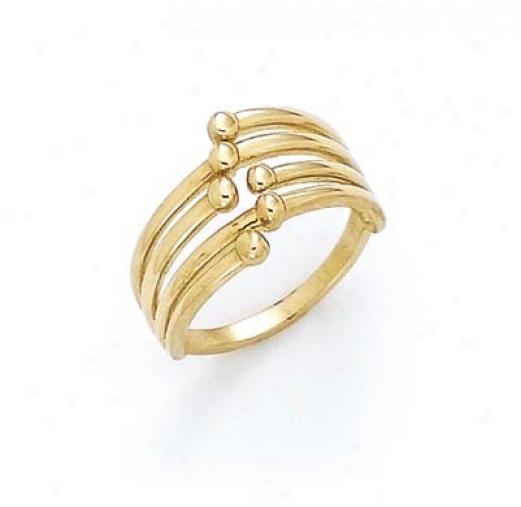 14k Rhodium Interlock Bead Ringg