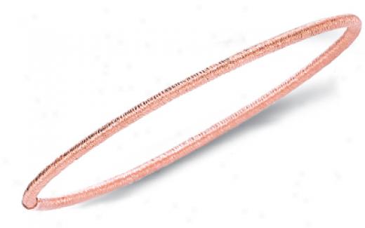 14k Rose Textured Slip-on Stackable Bangle Bracelet - 8 Inch