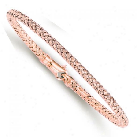 14k Rose Wovej Design Couture Bangle Bracelet - 7.25 Inch