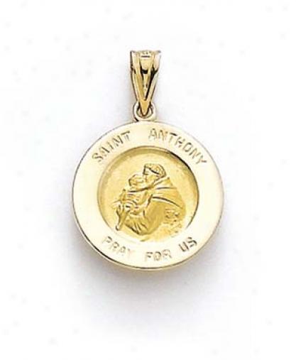 14k Round St Anthony Medallion Pendant