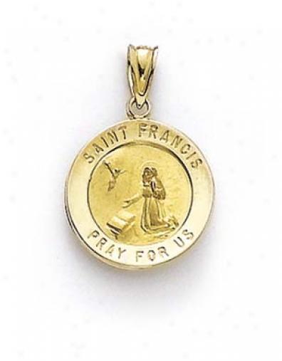 14k Round St Francis Medallion Pendant