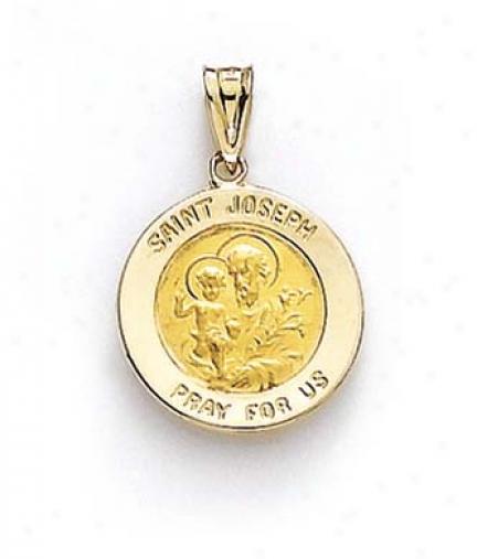 14k Round St Joseph Medallion Pendant
